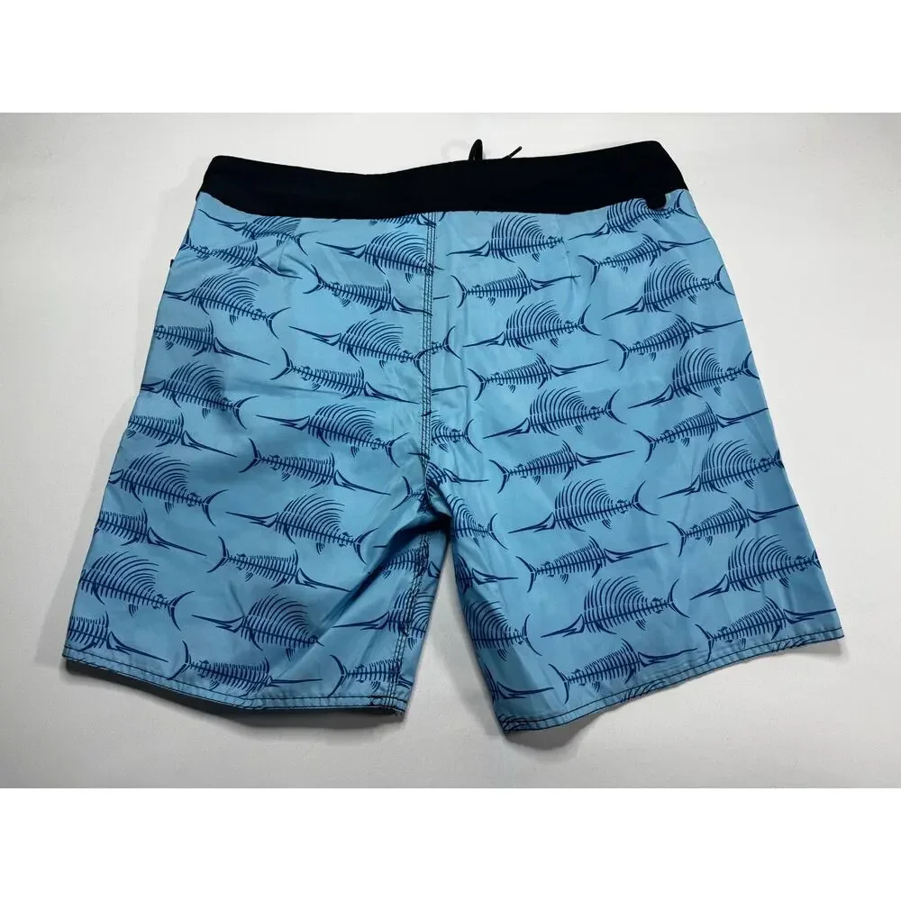 Tormenter Patriot Men's Blue Fish Print Performance Board‎ Shorts - 36 (38x7.5)*